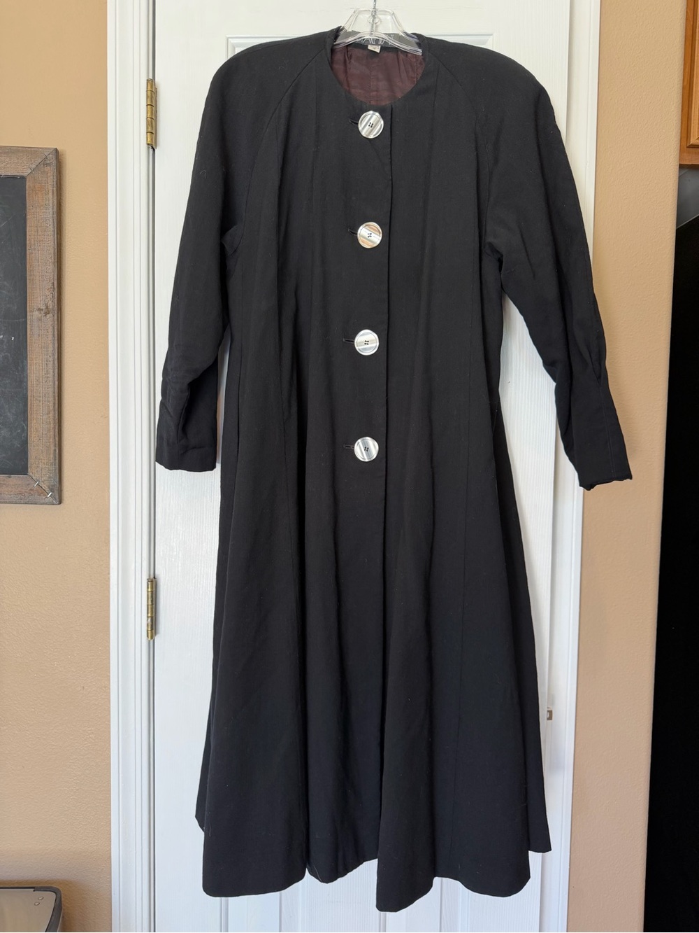 True Vintage Searle Blatt Black Wool Swing Coat Union Made Size 14 Capsule